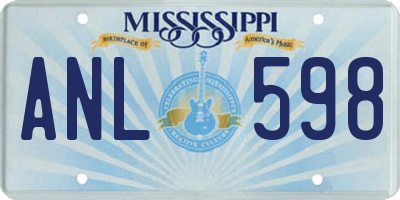 MS license plate ANL598