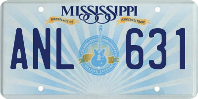 MS license plate ANL631