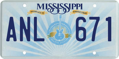 MS license plate ANL671