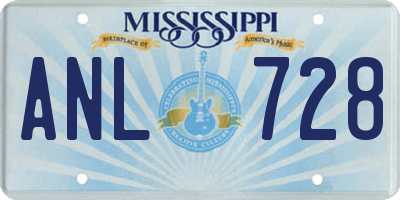 MS license plate ANL728