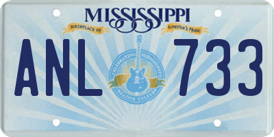 MS license plate ANL733