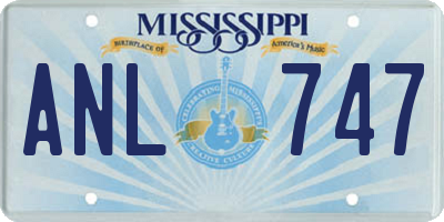MS license plate ANL747