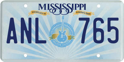 MS license plate ANL765