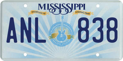 MS license plate ANL838