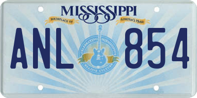 MS license plate ANL854