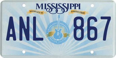 MS license plate ANL867