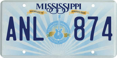MS license plate ANL874