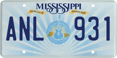 MS license plate ANL931