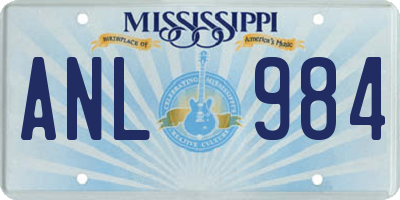 MS license plate ANL984