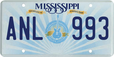 MS license plate ANL993