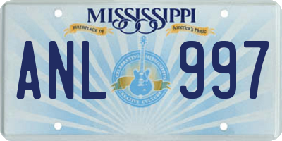 MS license plate ANL997