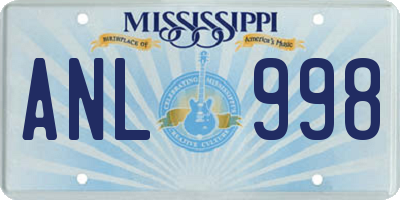 MS license plate ANL998