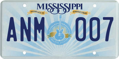 MS license plate ANM007