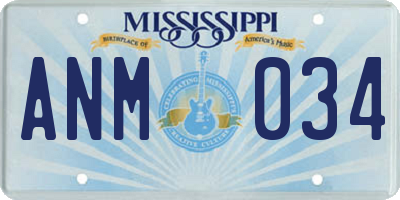 MS license plate ANM034