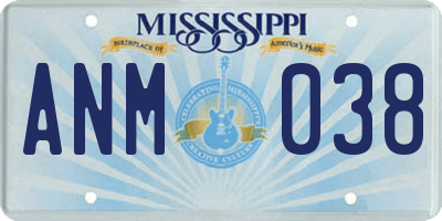 MS license plate ANM038