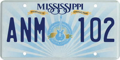 MS license plate ANM102