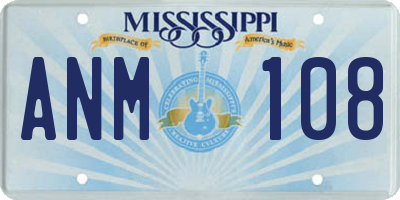 MS license plate ANM108