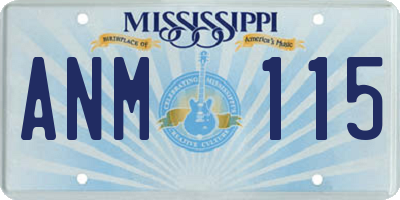 MS license plate ANM115