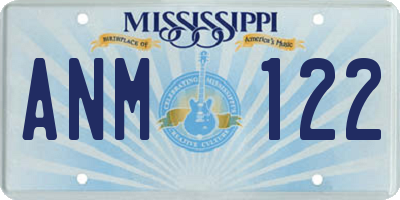 MS license plate ANM122