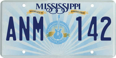 MS license plate ANM142