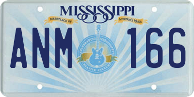 MS license plate ANM166