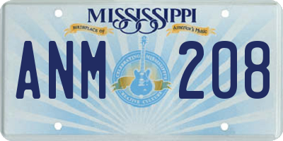 MS license plate ANM208