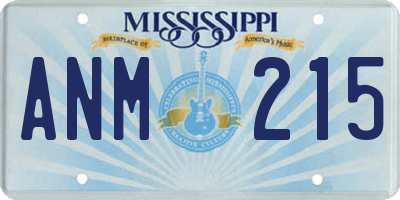 MS license plate ANM215