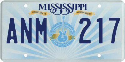 MS license plate ANM217