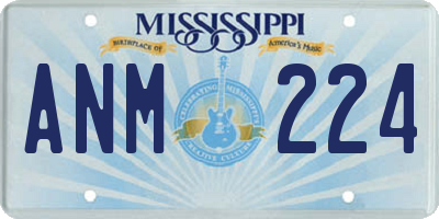 MS license plate ANM224
