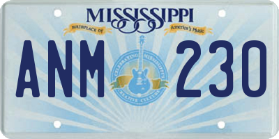 MS license plate ANM230