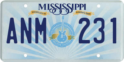 MS license plate ANM231