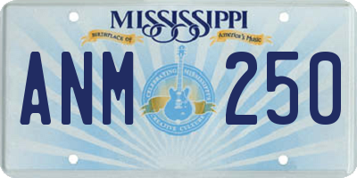 MS license plate ANM250