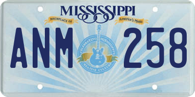 MS license plate ANM258