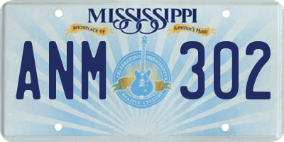 MS license plate ANM302