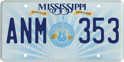 MS license plate ANM353