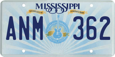 MS license plate ANM362