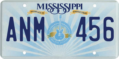 MS license plate ANM456