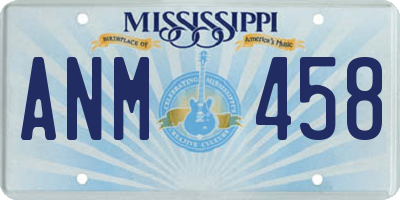 MS license plate ANM458