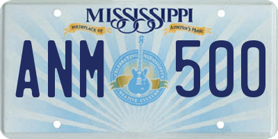 MS license plate ANM500