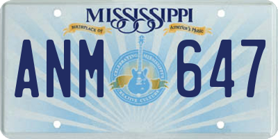 MS license plate ANM647