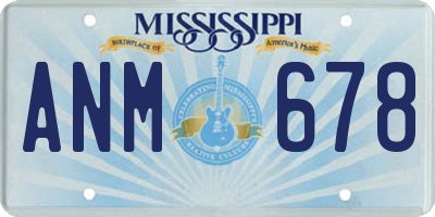 MS license plate ANM678