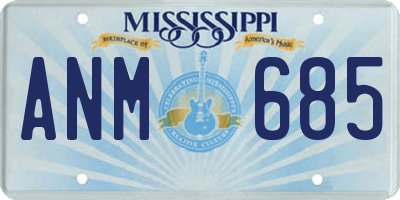 MS license plate ANM685