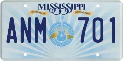 MS license plate ANM701
