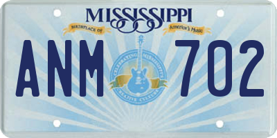 MS license plate ANM702