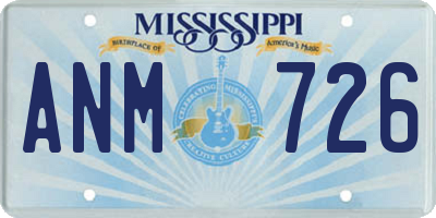 MS license plate ANM726