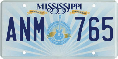 MS license plate ANM765