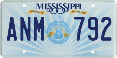 MS license plate ANM792