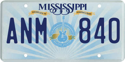 MS license plate ANM840