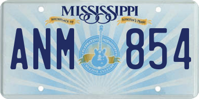 MS license plate ANM854