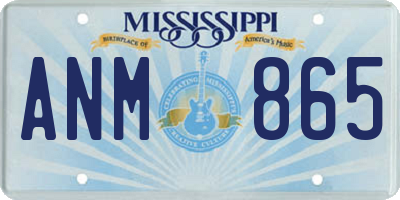 MS license plate ANM865